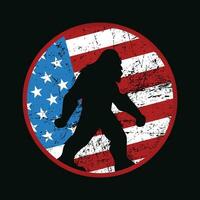 patriotisk storfot t skjorta design. 4:e av juli USA amerikan flagga. storfot t shirts rolig mönster. vektor