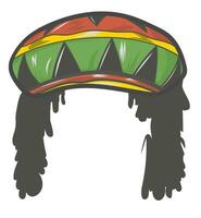 jamaican rasta hatt med dreadlocks. reggae stil avatar. vektor