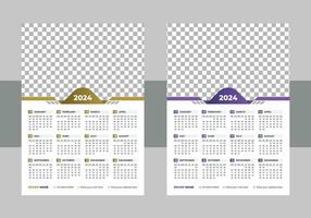 Kalender 2024 mit einfach und modern Vorlage Design, 2024 Kalender Vorlage, editierbar Vektor