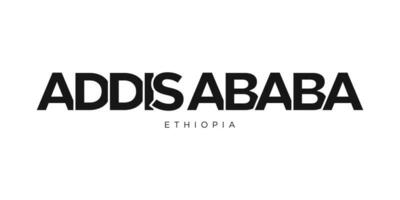 Addis ababa im das Äthiopien Emblem. das Design Eigenschaften ein geometrisch Stil, Vektor Illustration mit Fett gedruckt Typografie im ein modern Schriftart. das Grafik Slogan Beschriftung.