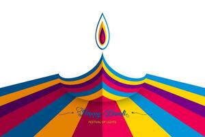 Lycklig diwali festival av lampor Indien firande färgrik mall. grafisk baner design av indisk diya olja lampa, papper skära design i vibrerande färger. vektor isolerat på vit bakgrund