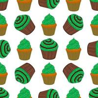 irischer feiertag st patrick day, nahtlose grüne muffins vektor
