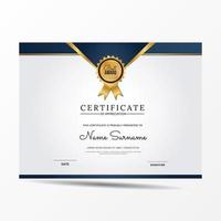 elegant blå och vit diplom certifikatmall vektor