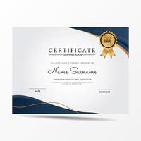 elegante blau-weiße Diplom-Zertifikatsvorlage vektor