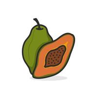 Papaya handgezeichnete Abbildung flache Farbe vektor