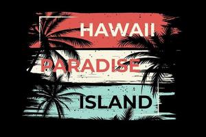 t-shirt hawaii paradis ö palm vektor