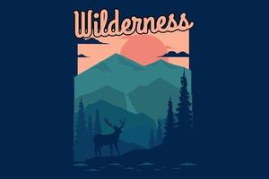 T-Shirt Design von Wildnis Natur Berg vektor