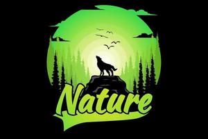 t-shirt varg tall natur grön lutning vektor