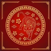 Horoskopjahr des Tigercharakters mit asiatischem Tierkreisstil.