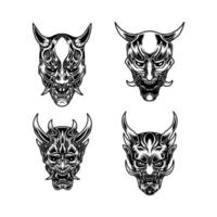 uppsättning oni mask vektorillustration vektor