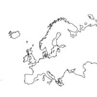 einfache Karte von Europa skizzieren vektor