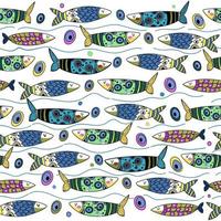 sömlösa mönster med rolig söt fisk vektor