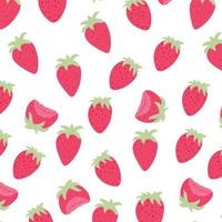 nahtloses Muster von frischen Erdbeeren. Vektor-Cartoon-Hintergrund. vektor