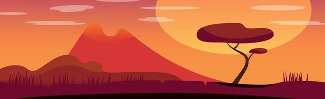 Panoramalandschaft heiße sonnige Savannenwüste - Vektor