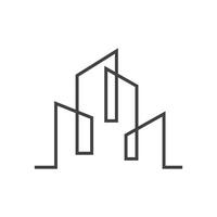 lägenhet byggnad logotyp, modern design stil linje vektor symbol illustration mall