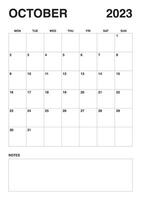 2023 kalender oktober kalender Start på måndag vektor