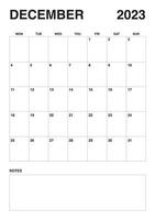 2023 Kalender Dezember Kalender Start auf Montag vektor