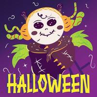 Lycklig halloween karaktär med kostym på affisch vektor