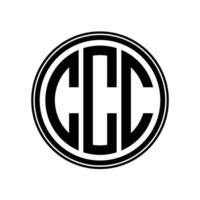 monogram cirkel logotyp band stil design mall. ccc första brev. vektor