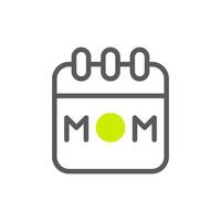 Kalender Mama Symbol Duotone grau beschwingt Grün Farbe Mutter Tag Symbol Illustration. vektor