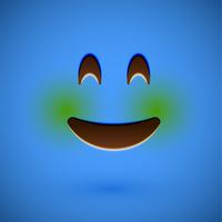 Blå realistisk uttryckssymbol smiley ansikte, vektor illustration