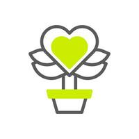 blomma kärlek ikon duotone grå vibrerande grön Färg mor dag symbol illustration. vektor