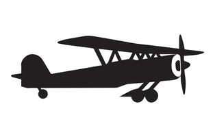 vektor retro biplan silhuetter set.vektor illustrerade propeller driven flygplan