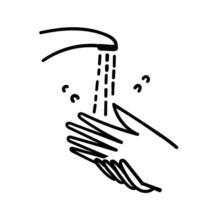 hand dragen klotter enkel uppsättning av tvättning händer relaterad vektor