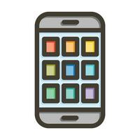 mobil app vektor tjock linje fylld färger ikon för personlig och kommersiell använda sig av.