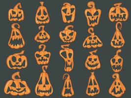 halloween pumpa uppsättning vektor illustration