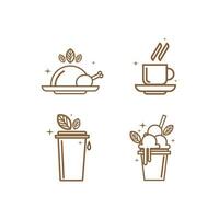 vier Symbole von Essen und trinken, einschließlich Kaffee, Tee und Eis Sahne vektor