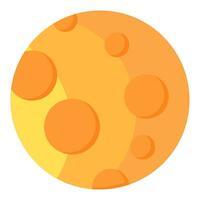 Orange Planet bedeckt im Krater eben Symbol vektor