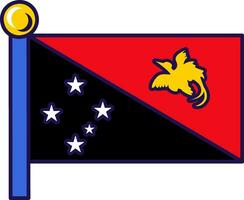 Papua Neu Guinea Nation Flagge auf Fahnenstange Vektor