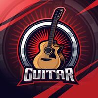 Gitarre Esport Maskottchen Logo Design vektor