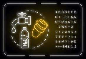 Symbol für das eigene Wasserflaschen-Neonlicht-Konzept vektor