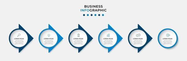 Infografik-Designvorlage mit Symbolen und 6 Optionen oder Schritten vektor