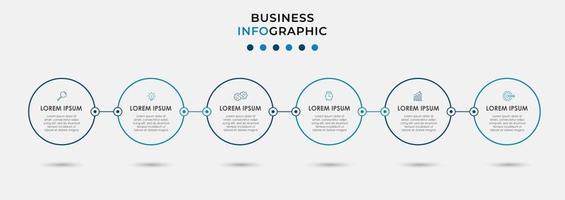 Infografik-Designvorlage mit Symbolen und 6 Optionen oder Schritten vektor