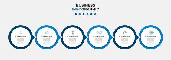 Infografik-Designvorlage mit Symbolen und 6 Optionen oder Schritten vektor