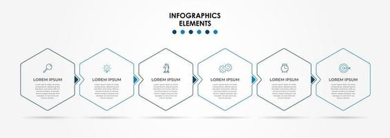 Infografik-Designvorlage mit Symbolen und 6 Optionen oder Schritten vektor