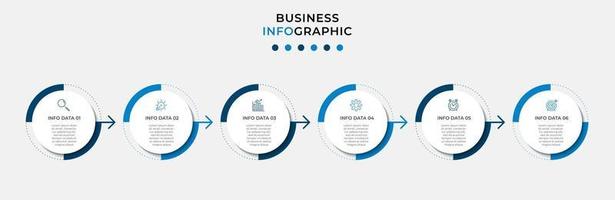 Infografik-Designvorlage mit Symbolen und 6 Optionen oder Schritten vektor