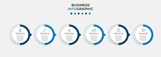 Infografik-Designvorlage mit Symbolen und 6 Optionen oder Schritten vektor