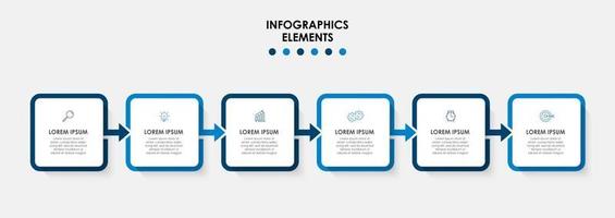 Infografik-Designvorlage mit Symbolen und 6 Optionen oder Schritten vektor