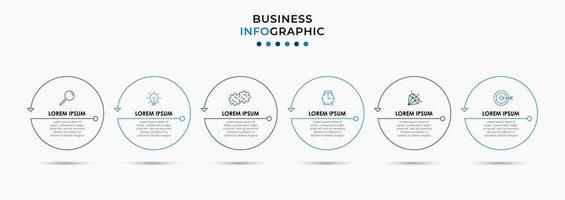 Infografik-Designvorlage mit Symbolen und 6 Optionen oder Schritten vektor