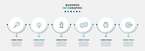 Infografik-Designvorlage mit Symbolen und 6 Optionen oder Schritten vektor