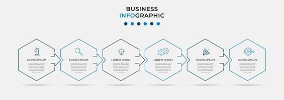 Infografik-Designvorlage mit Symbolen und 6 Optionen oder Schritten vektor