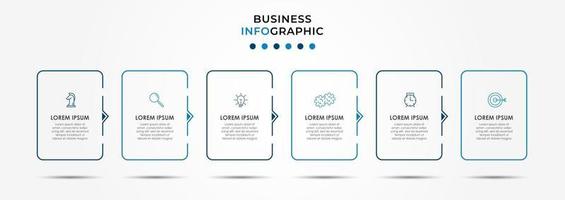 Infografik-Designvorlage mit Symbolen und 6 Optionen oder Schritten vektor