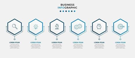 Infografik-Designvorlage mit Symbolen und 6 Optionen oder Schritten vektor