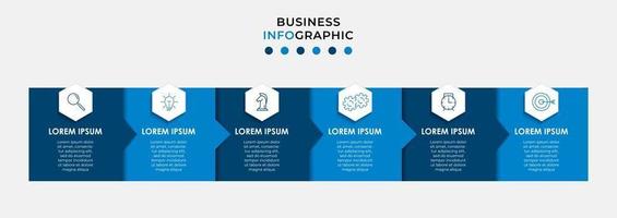 Infografik-Designvorlage mit Symbolen und 6 Optionen oder Schritten vektor