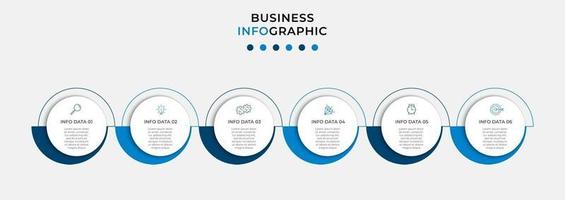 Infografik-Designvorlage mit Symbolen und 6 Optionen oder Schritten vektor