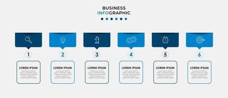 Infografik-Designvorlage mit Symbolen und 6 Optionen oder Schritten vektor